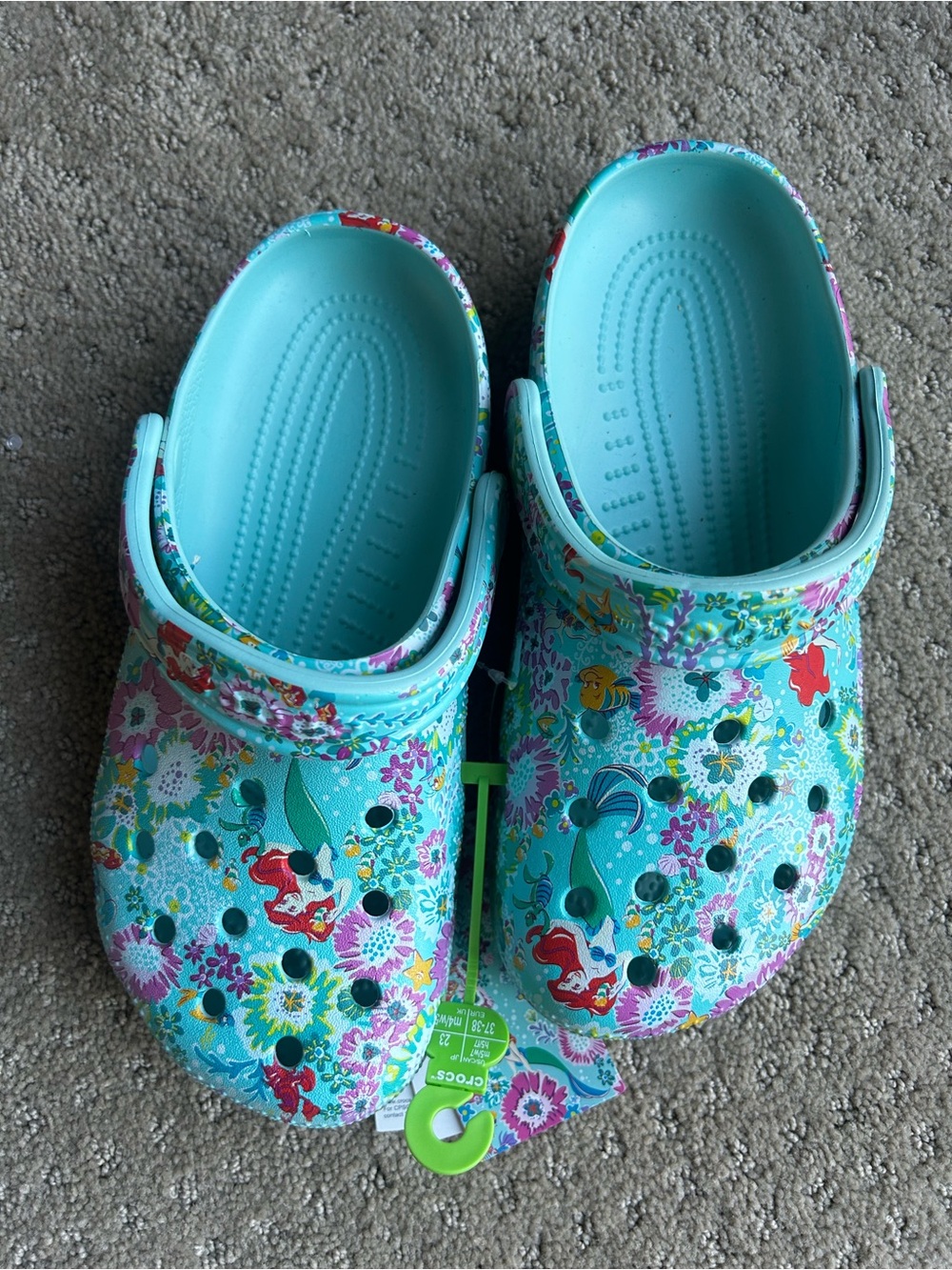 Little Mermaid Crocs Size 7
